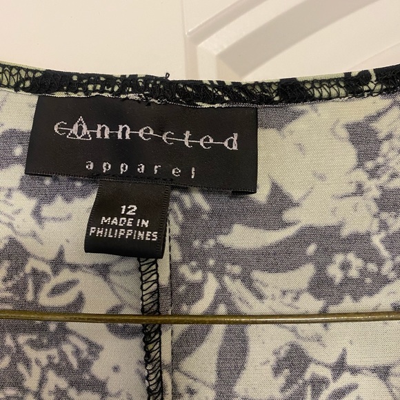 Connected Apparel Dress - Size 12 sage green and black with velvet lines - Picture 3 of 6